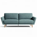 Sofá moderno em tecido azul com design geométrico 200 x 90 x 85cm
