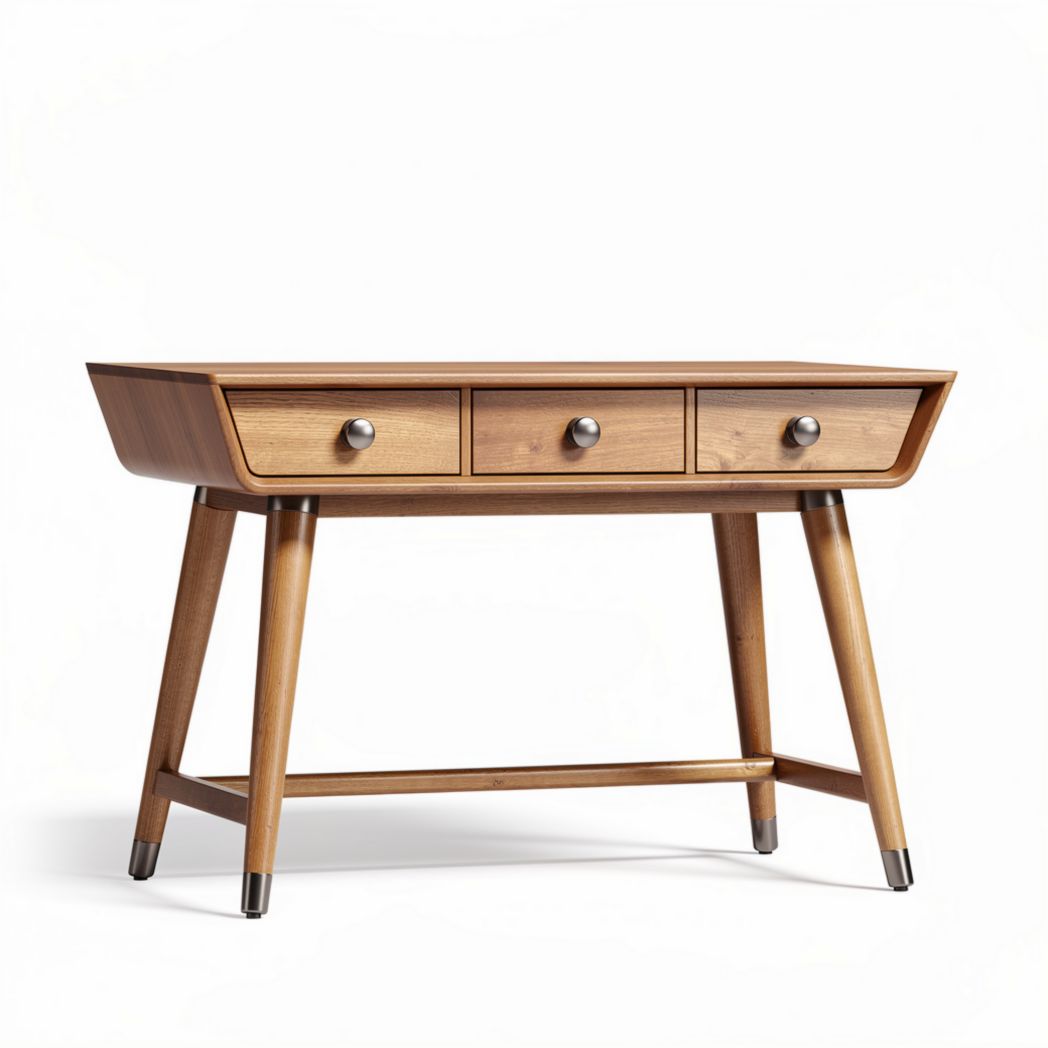 Mesa de madeira com três gavetas 120 x 60 x 75cm cor natural